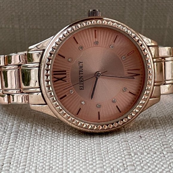 Ellen Tracy Women Wristwatch Rose Gold Tone Analog Quartz Watch - Picture 4 of 12